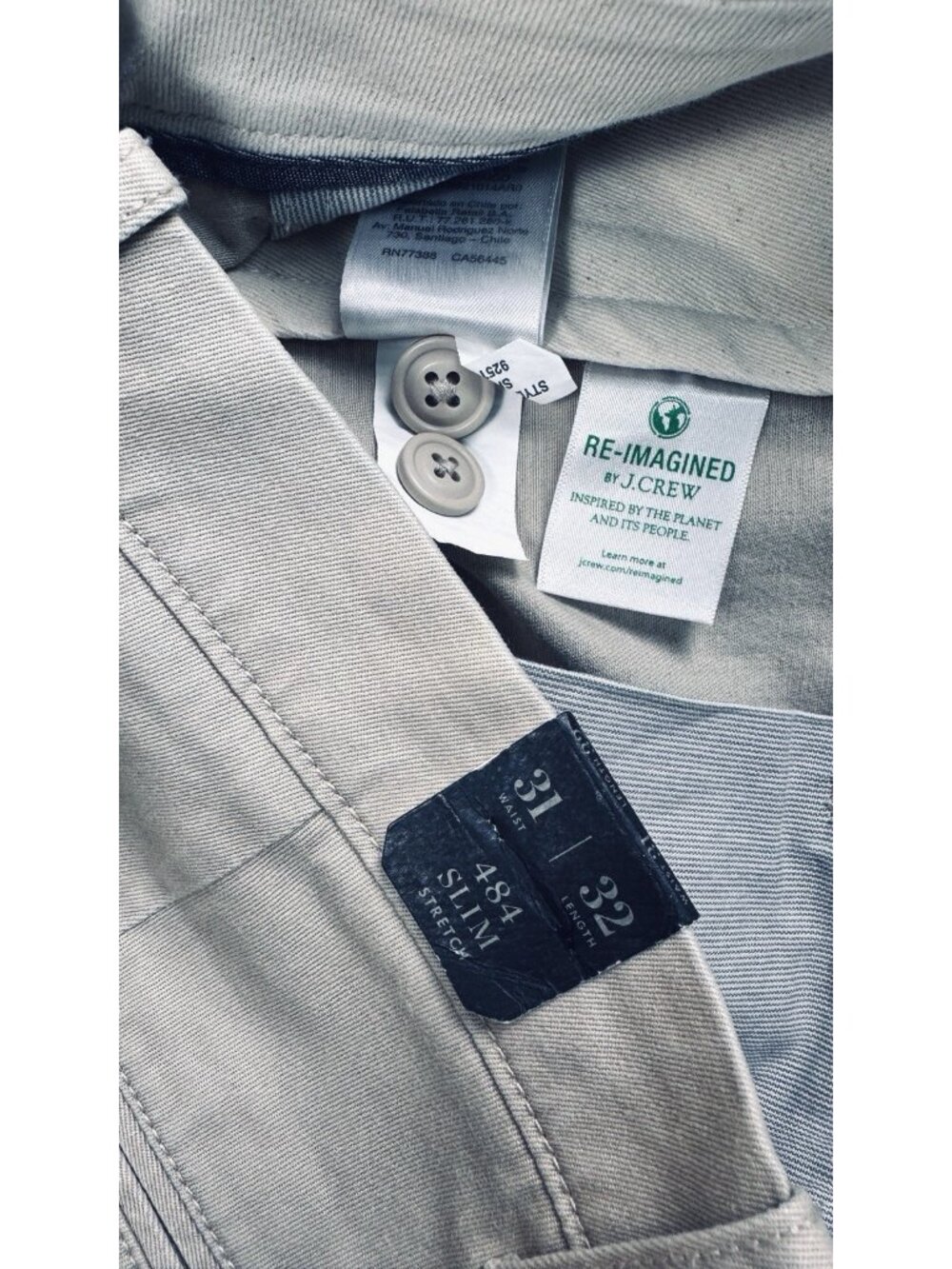 J.Crew Mens 484 Slim-fit Stretch Chino Weathered Pant Flat Front 31x32 NWT AR885 - Picture 13 of 15